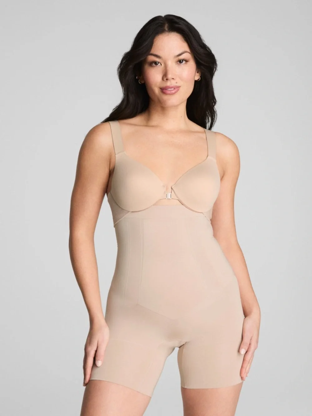 SPANX SMALL High-Waist Nude Shaping Bodysuit Shorts - Picture 1 of 10